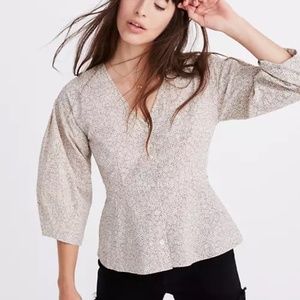 Madewell peplum top in daisy patch l2974